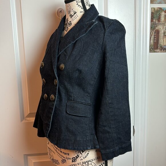 Lauren Jeans Company Ralph Lauren Dark Denim Cotton Blazer Jacket - Picture 4 of 8